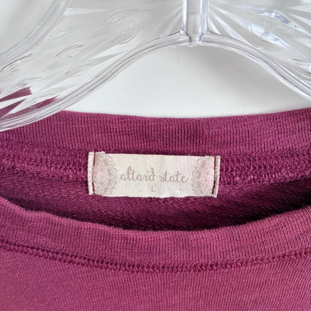 Altar'd State sweatshirt burgundy purple floral embroidered ruffled sleeves - Picture 6 of 9